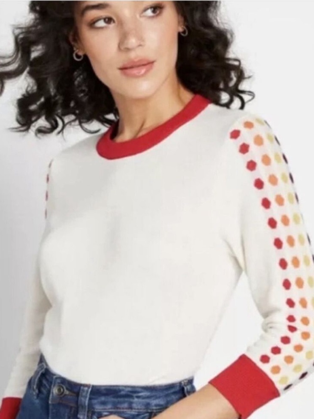 ModCloth Colorful Polka Dot Sleeve Sweater - Size 2X